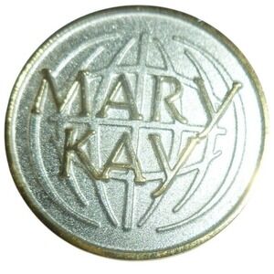 Mary Kay Globe Lapel Pin Silver Gold Tone Round Career Recognition Award Vintage